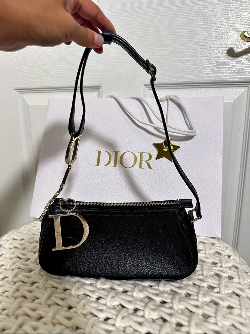 Vintage Christian Dior Black Shoulder Bag